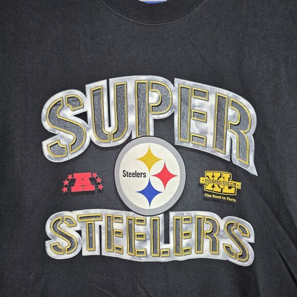 Vintage Y2K Reebok Pittsburgh Steelers Super Steelers AFC Black T-Shirt Sz Large - Picture 4 of 8